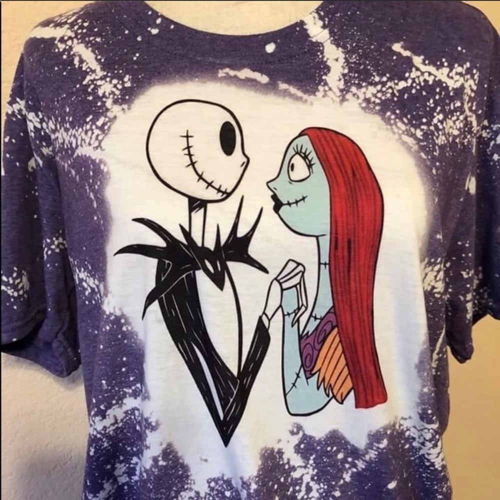 Nightmare before Christmas Jack and Sally tie dye shirt
